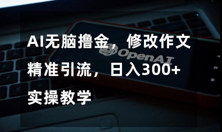 AI无脑撸金，修改作文精准引流，日入300+，实操教学【揭秘】-泱泱学习社