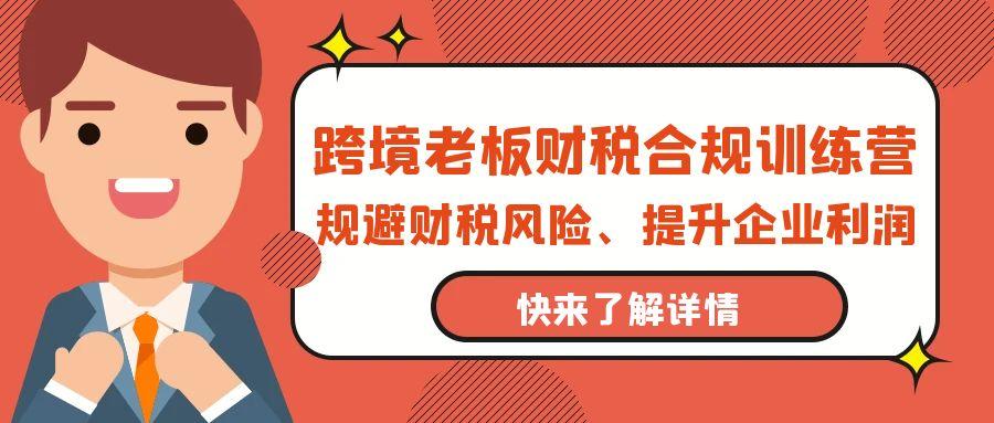 (9838期)跨境老板-财税合规训练营，规避财税风险、提升企业利润-泱泱学习社