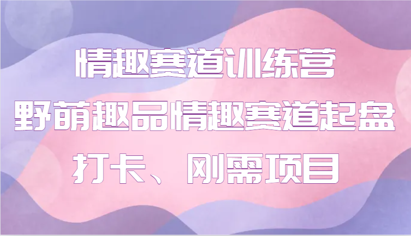 情趣赛道训练营 野萌趣品情趣赛道起盘打卡、刚需项目-泱泱学习社