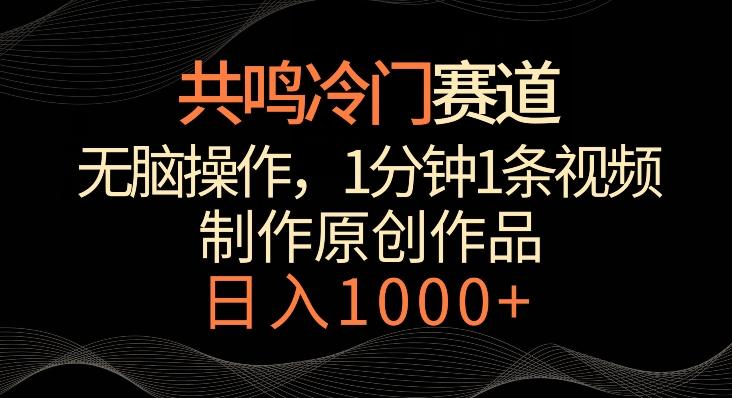 共鸣冷门赛道，无脑操作，一分钟一条视频，日入1000+【揭秘】-泱泱学习社