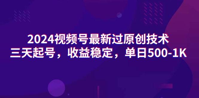 (9505期)2024视频号最新过原创技术，三天起号，收益稳定，单日500-1K-泱泱学习社