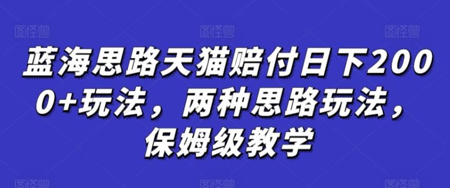 蓝海思路天猫赔付日下2000+玩法，两种思路玩法，保姆级教学【仅揭秘】-泱泱学习社