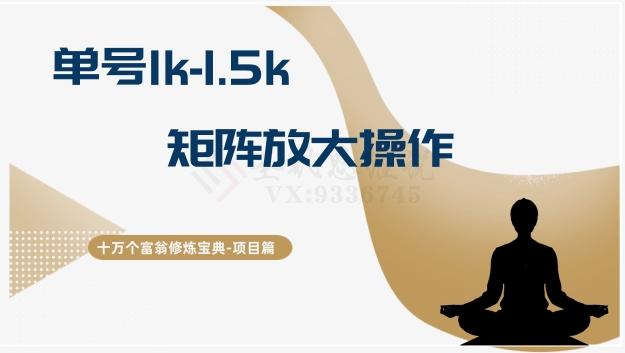 十万个富翁修炼宝典15.单号1k-1.5k，矩阵放大操作-泱泱学习社