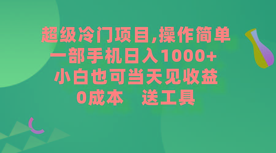 (9291期)超级冷门项目,操作简单，一部手机轻松日入1000+，小白也可当天看见收益-泱泱学习社