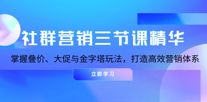 社群营销三节课精华：掌握叠价、大促与金字塔玩法，打造高效营销体系-泱泱学习社