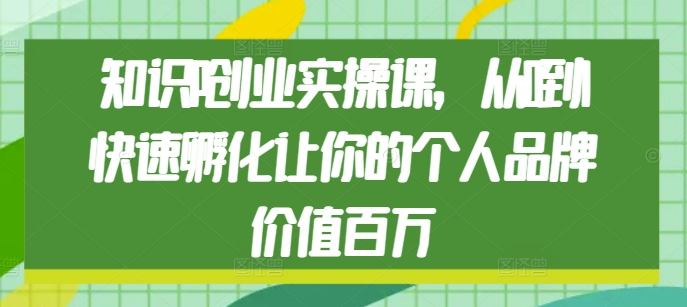 知识IP创业实操课，从0到1快速孵化让你的个人品牌价值百万-泱泱学习社