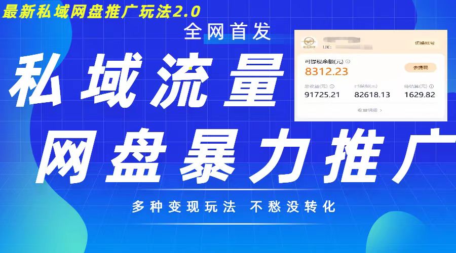 最新暴力私域网盘拉新玩法2.0，多种变现模式，并打造私域回流，轻松日入500+【揭秘】-泱泱学习社