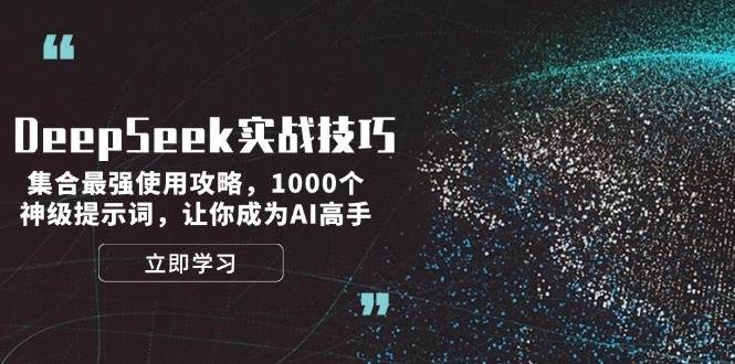DeepSeek实战技巧：集合最强使用攻略，1000个神级提示词，让你成为AI高手-泱泱学习社