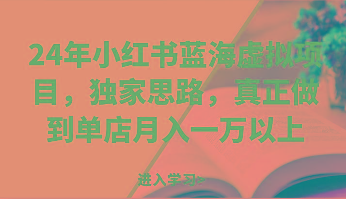 24年小红书蓝海虚拟项目，独家思路，真正做到单店月入一万以上。-泱泱学习社
