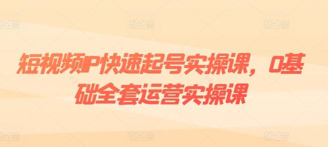 短视频IP快速起号实操课，0基础全套运营实操课，爆款内容设计+粉丝运营+内容变现-泱泱学习社
