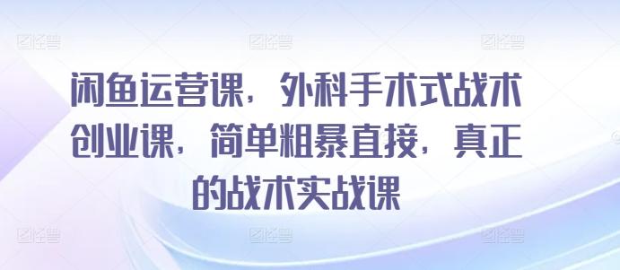 闲鱼运营课，外科手术式战术创业课，简单粗暴直接，真正的战术实战课-泱泱学习社