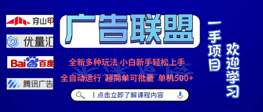 广告联盟 全新多种玩法 单机500+  全自动运行  可批量运行-泱泱学习社