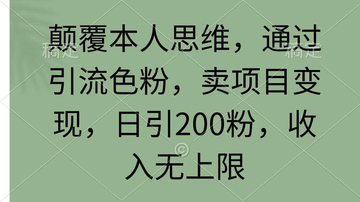 (9523期)颠覆本人思维，通过引流色粉，卖项目变现，日引200粉，收入无上限-泱泱学习社