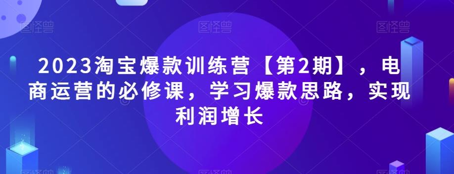 2023淘宝爆款训练营【第2期】，电商运营的必修课，学习爆款思路，实现利润增长-泱泱学习社