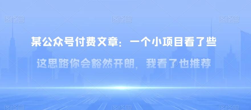 某公众号付费文章：一‮小个‬项目看了‮些这‬思‮你路‬会‮然豁‬开朗，我‮了看‬也推荐-泱泱学习社