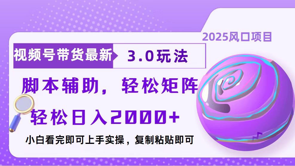 视频号带货最新3.0玩法，作品制作简单，当天起号，复制粘贴，脚本辅助…-泱泱学习社