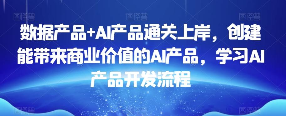 数据产品+AI产品通关上岸，创建能带来商业价值的AI产品，学习AI产品开发流程-泱泱学习社