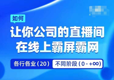 企业矩阵直播霸屏实操课，让你公司的直播间在线上霸屏霸网-泱泱学习社