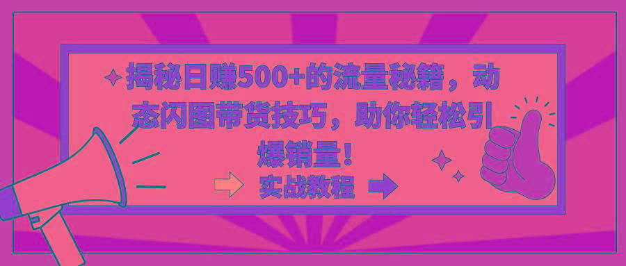 揭秘日赚500+的流量秘籍，动态闪图带货技巧，助你轻松引爆销量！-泱泱学习社