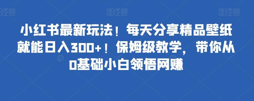 小红书最新玩法！每天分享精品壁纸就能日入300+！保姆级教学，带你从0基础小白领悟网赚-泱泱学习社
